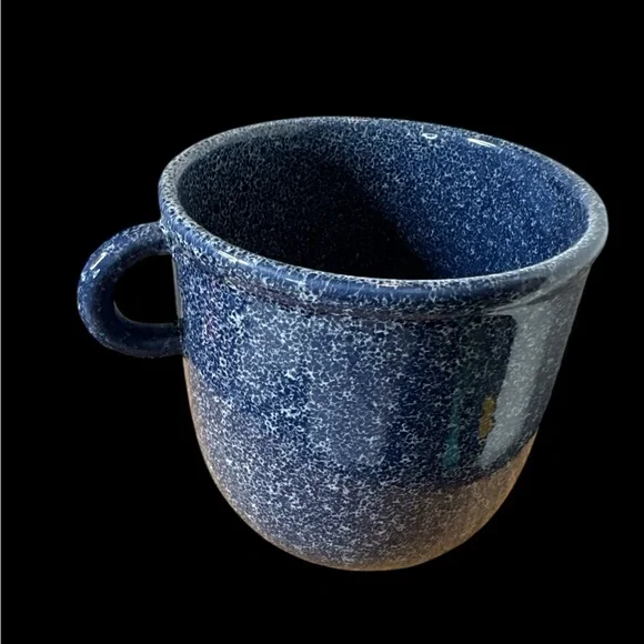 Blue Speckled Ceramic Planter with drain hole in bottom with stopper. (1-P) - Picture 5 of 7